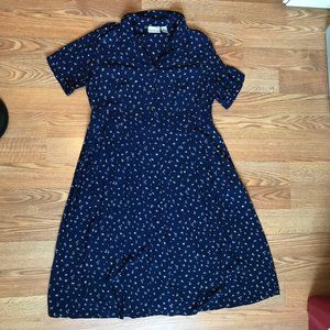 Vintage Style Navy Floral 90s Dress